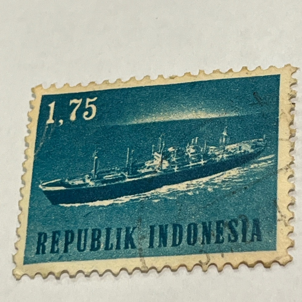 Vintage Old Used Indonesia 1964 Ship Freighter Postage Stamp